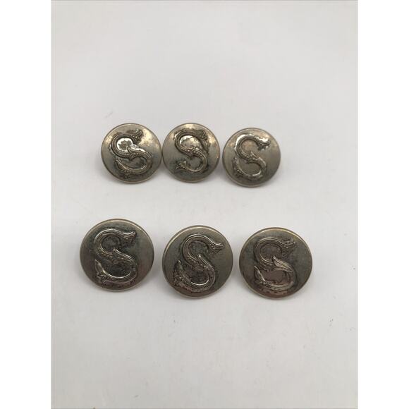 Rare Vintage England Silver Tone Uniform Cuff Button 5/8" - Set of 6 - Picture 1 of 5